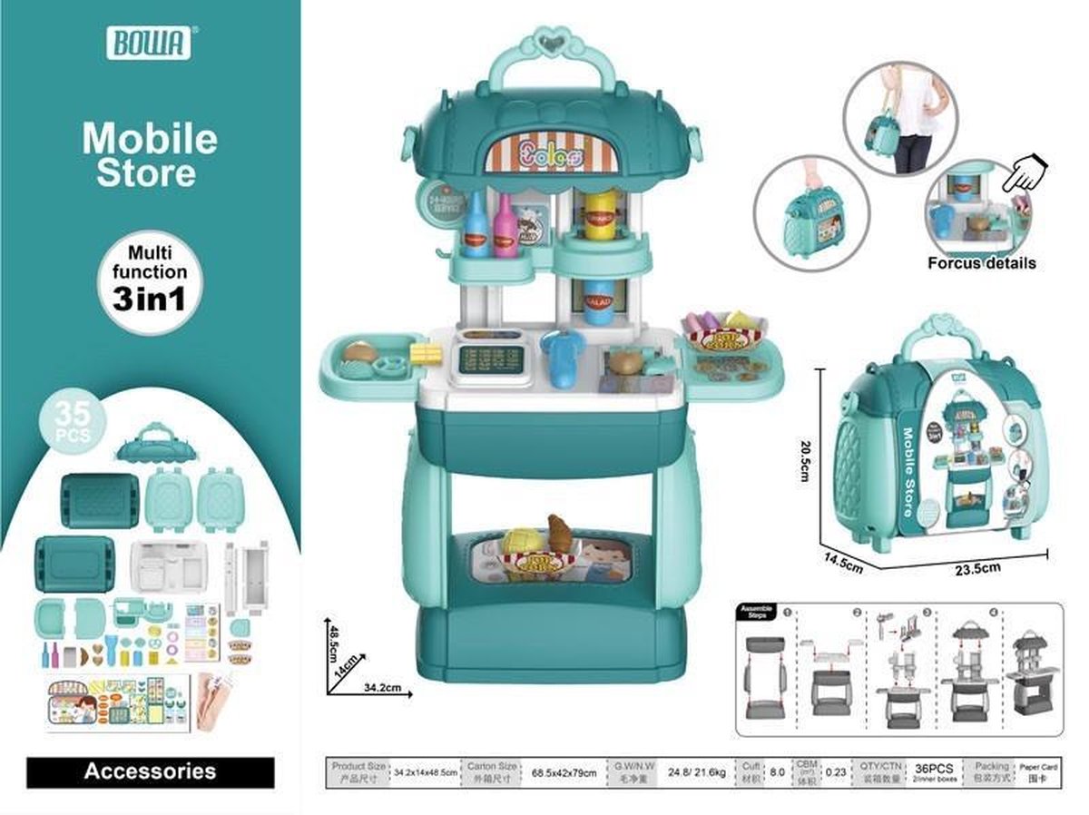 klein winkeltje 3in1 op mee te nemen in handige koffer | marktkraamp